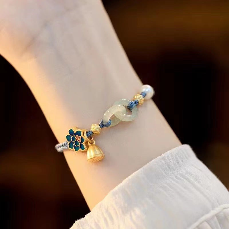 Ping al por mayor una hebilla de hebilla jade jade cristal pulsera de flores con cuentas